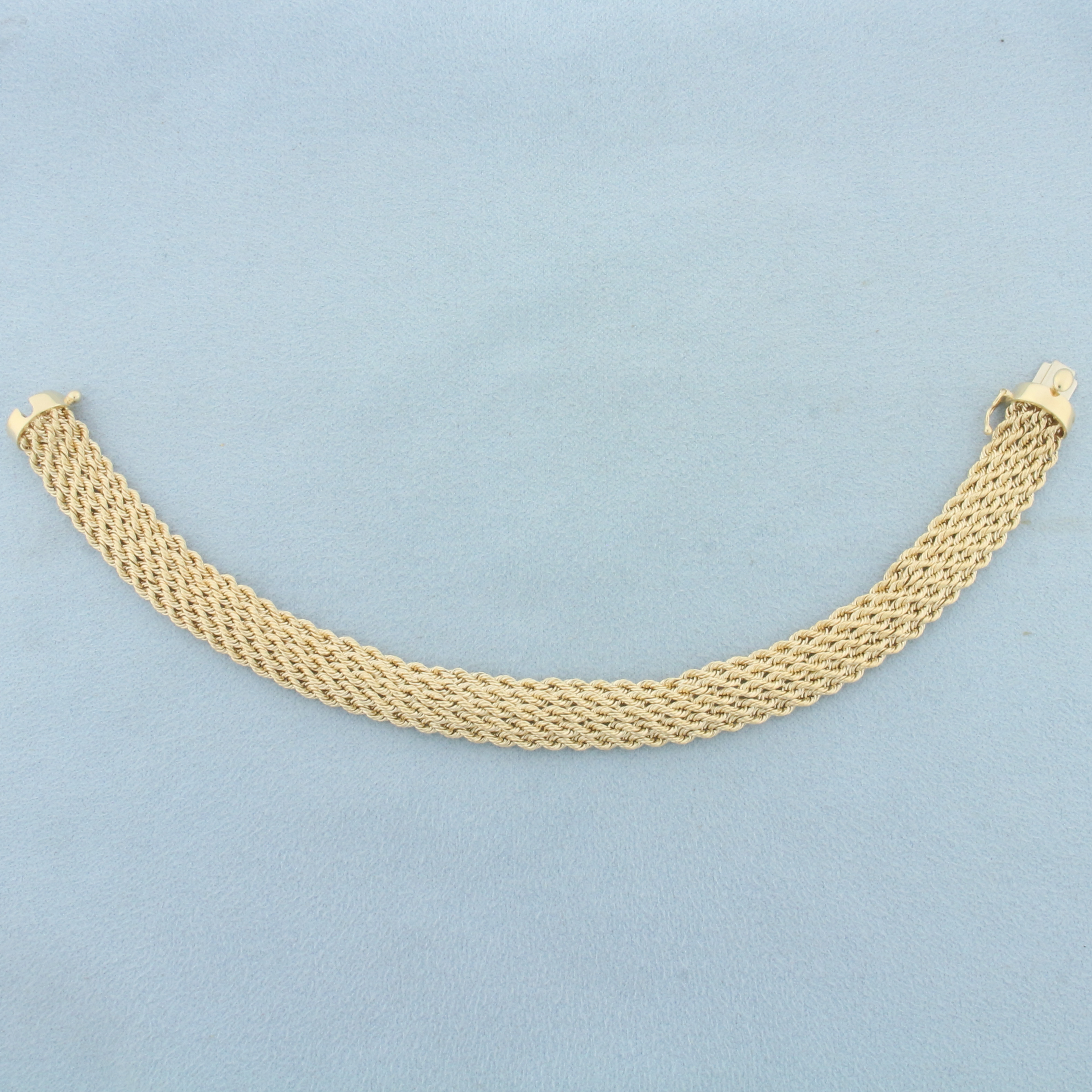 Wide Rope Link Bracelet in 14k Yellow Gold