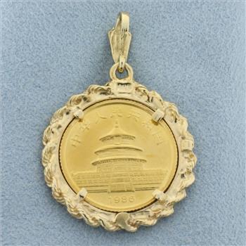 1/10 Oz Chinese Gold Panda Coin Pendant in 14k Yellow Gold