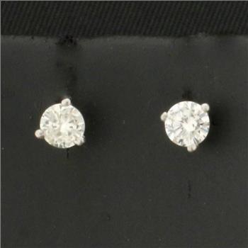 1/2ct Natural Diamond Stud Earrings in Platinum Settings