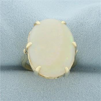 12ct Opal Solitaire Statement Ring in 14k Yellow Gold