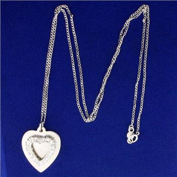 1/3ct TW Diamond Heart Pendant with Chain in 14K White Gold