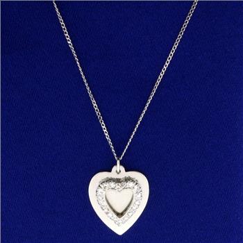 1/3ct TW Diamond Heart Pendant with Chain in 14K White Gold