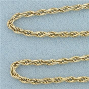 14.5 Inch Rope Link Chain Necklace in 14k Yellow Gold