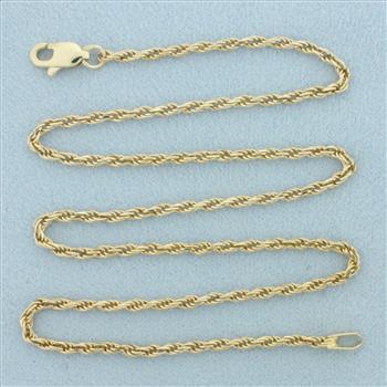 14.5 Inch Rope Link Chain Necklace in 14k Yellow Gold