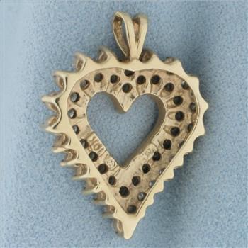 1.5ct Diamond Double Row Heart Pendant in 10k Yellow Gold