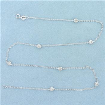 16 Inch Bezel Set Diamond Station Necklace in 14k White Gold