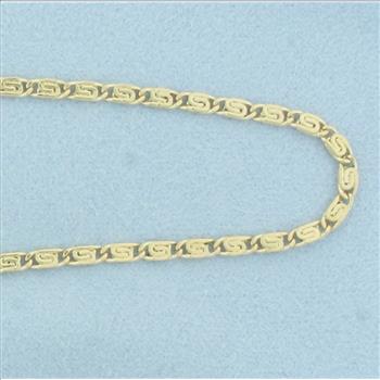 16 Inch Designer Swirl Link Chain Necklace in 14k Yellow Gold