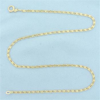 16 Inch Designer Swirl Link Chain Necklace in 14k Yellow Gold