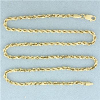 18 Inch Diamond Cut Rope Link Chain Necklace in 14k Yellow Gold