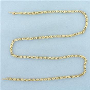 18 Inch Fancy Diamond Cut Byzantine Link Chain Necklace in 14k Yellow Gold