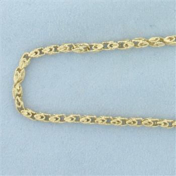 18 Inch Fancy Diamond Cut Byzantine Link Chain Necklace in 14k Yellow Gold
