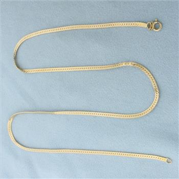 18 Inch Herringbone Link Chain Necklace in 14k Yellow Gold