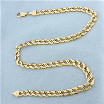 18 Inch Italian Heavy Solid Curb Link Chain Necklace in 14k Yellow Gold