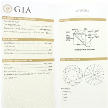 1.8ct GIA Certified Round Brilliant Daimond