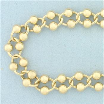 19 Inch Gold Bead Cable Link Necklace in 14k Yellow Gold