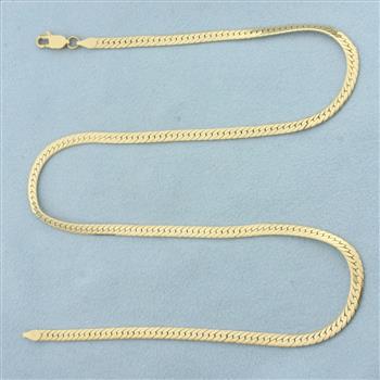 19 Inch Herringbone Link Chain Necklace in 14k Yellow Gold