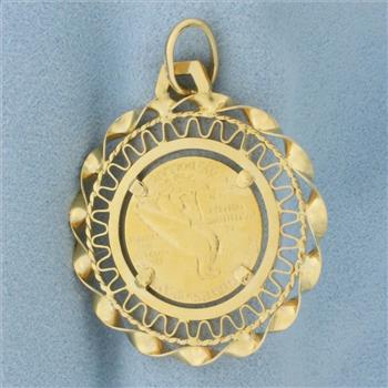 1908 Indian Head Gold Coin Pendant in 18k Yellow Gold Bezel