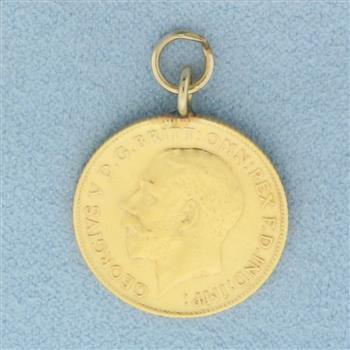 1912 British 1/2 Sovereign Gold Coin Pendant or Charm