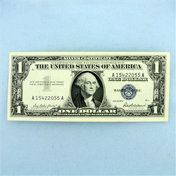 1957 $1 Blue Seal Silver Certificate Federal Reserve Note Bill Crisp Uncirculated