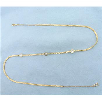 1ct Diamond Station Necklace in 14k Yellow Gold