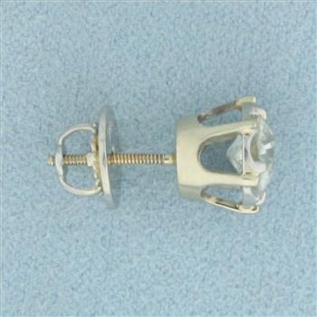 1ct Old European Diamond Single Stud Earring in 14k White Gold