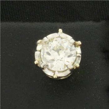 1ct Old European Diamond Single Stud Earring in 14k White Gold