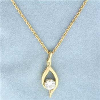 1ct Solitaire Diamond Necklace in 14k Yellow Gold