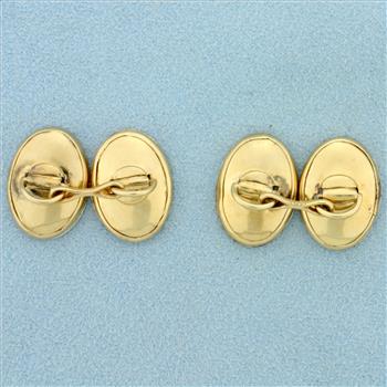 1ct TW Diamond and Mother of Pearl French Cufflinks in 14K Yellow and White Gold