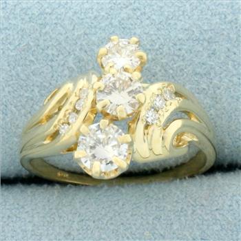 1ct TW Past Present Future 3 Stone Diamond Ring in 14K Yellow Gold