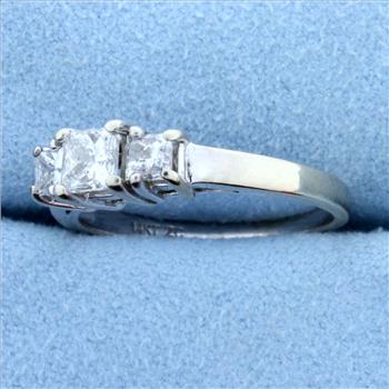 1ct TW Three Stone Princess Cut Diamond Engagement Ring or Anniversary Ring in 14k White Gold