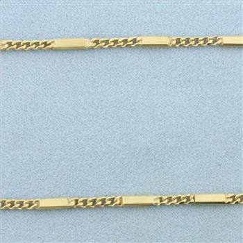 20 Inch Bar Link Chain Necklace in 14k Yellow Gold