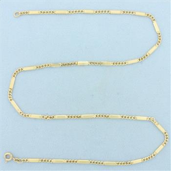 20 Inch Bar Link Chain Necklace in 14k Yellow Gold