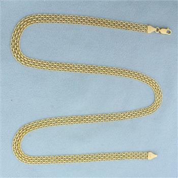 20 Inch Bismark Mesh Link Chain Necklace in 14k Yellow Gold