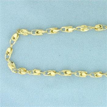 20 Inch Diamond Cut Fancy Open Box Link Chain Necklace in 10k Yellow Gold