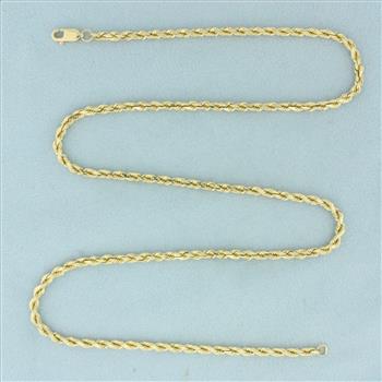20 Inch Diamond Cut Rope Link Chain Necklace in 14k Yellow Gold