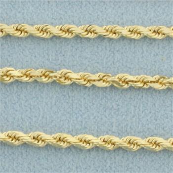 20 Inch Diamond Cut Rope Link Chain Necklace in 18k Yellow Gold