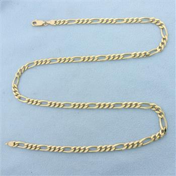20 Inch Figaro Link Chain Necklace in 14k Yellow Gold