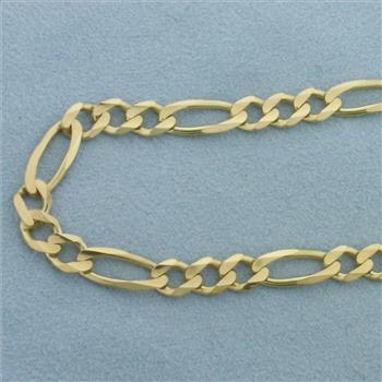20 Inch Italian Figaro Link Chain Necklace in 14k Yellow Gold