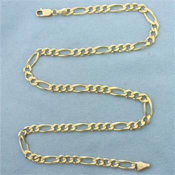 20 Inch Italian Figaro Link Chain Necklace in 14k Yellow Gold