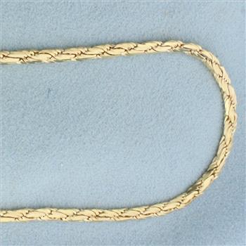 20 Inch Italian Flat Rope Link Chain Necklace in Solid 14k Yellow Gold