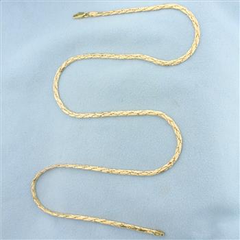 20 Inch Italian Flat Rope Link Chain Necklace in Solid 14k Yellow Gold
