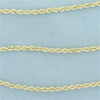 20 Inch Rope Link Chain Necklace in 14k Yellow Gold