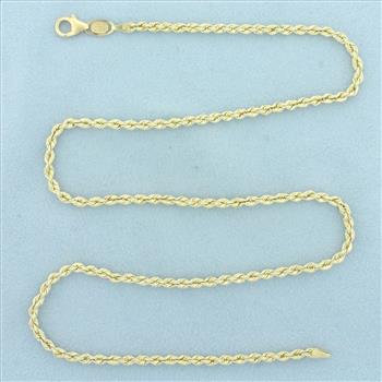 20 Inch Rope Link Chain Necklace in 14k Yellow Gold