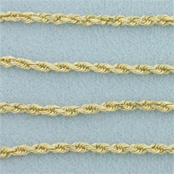 20 Inch Rope Link Chain Necklace in 14k Yellow Gold