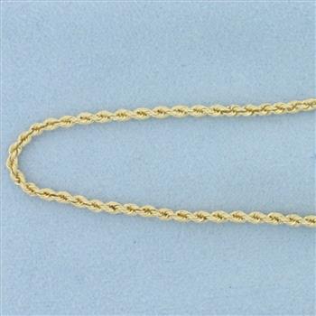 20 Inch Rope Link Chain Necklace in 18k Yellow Gold