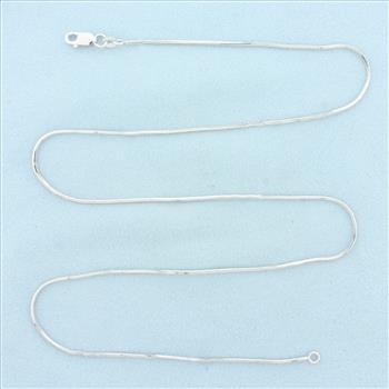 20 Inch Squared Snake Link Chain Necklace in 14k White Gold