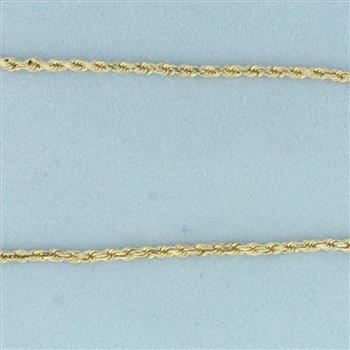 21 Inch Diamond Cut Rope Link Necklace in 14k Yellow Gold
