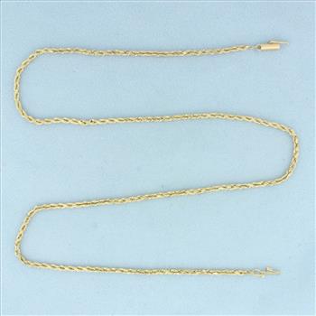 21 Inch Diamond Cut Rope Link Necklace in 14k Yellow Gold