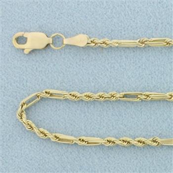 22 Inch Milano Rope Link Chain Necklace in 14k Yellow Gold