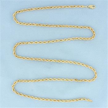 23 Inch Rope Link Chain Necklace in 18k Yellow Gold